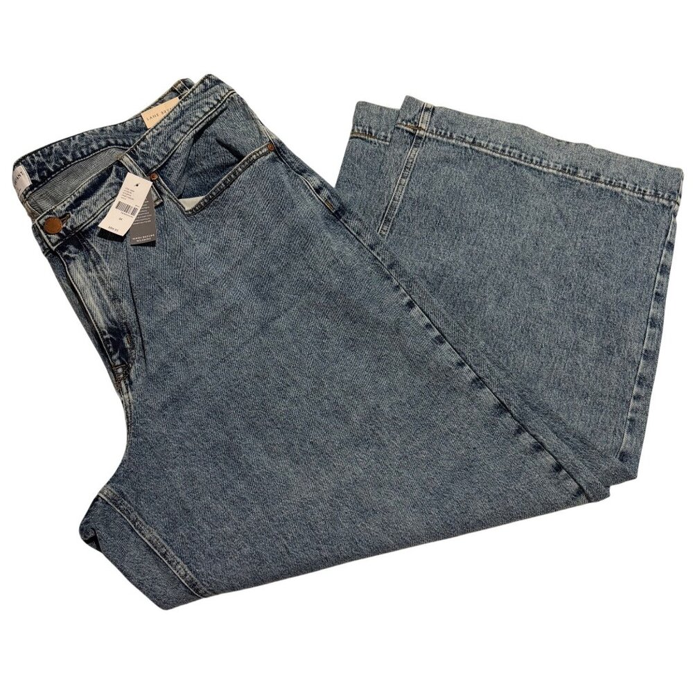 NWT Lane Bryant Womens Signature Fit Wide Leg Mid-Rise Denim Jeans Size 24